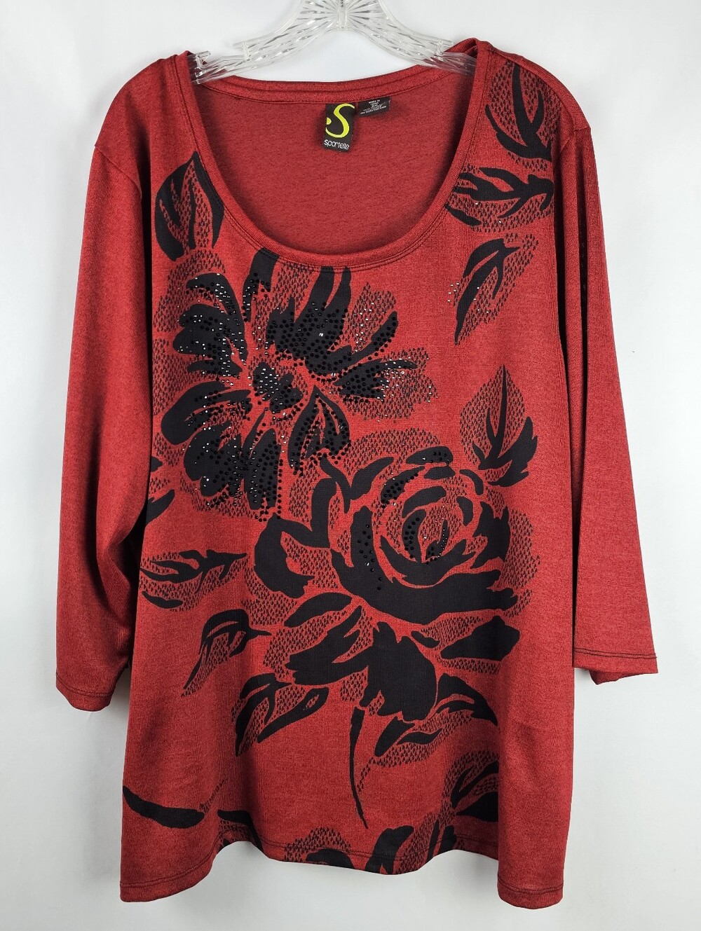 NWT Sportelle Radiant Rose Embellished Shirt 2X Plus Size